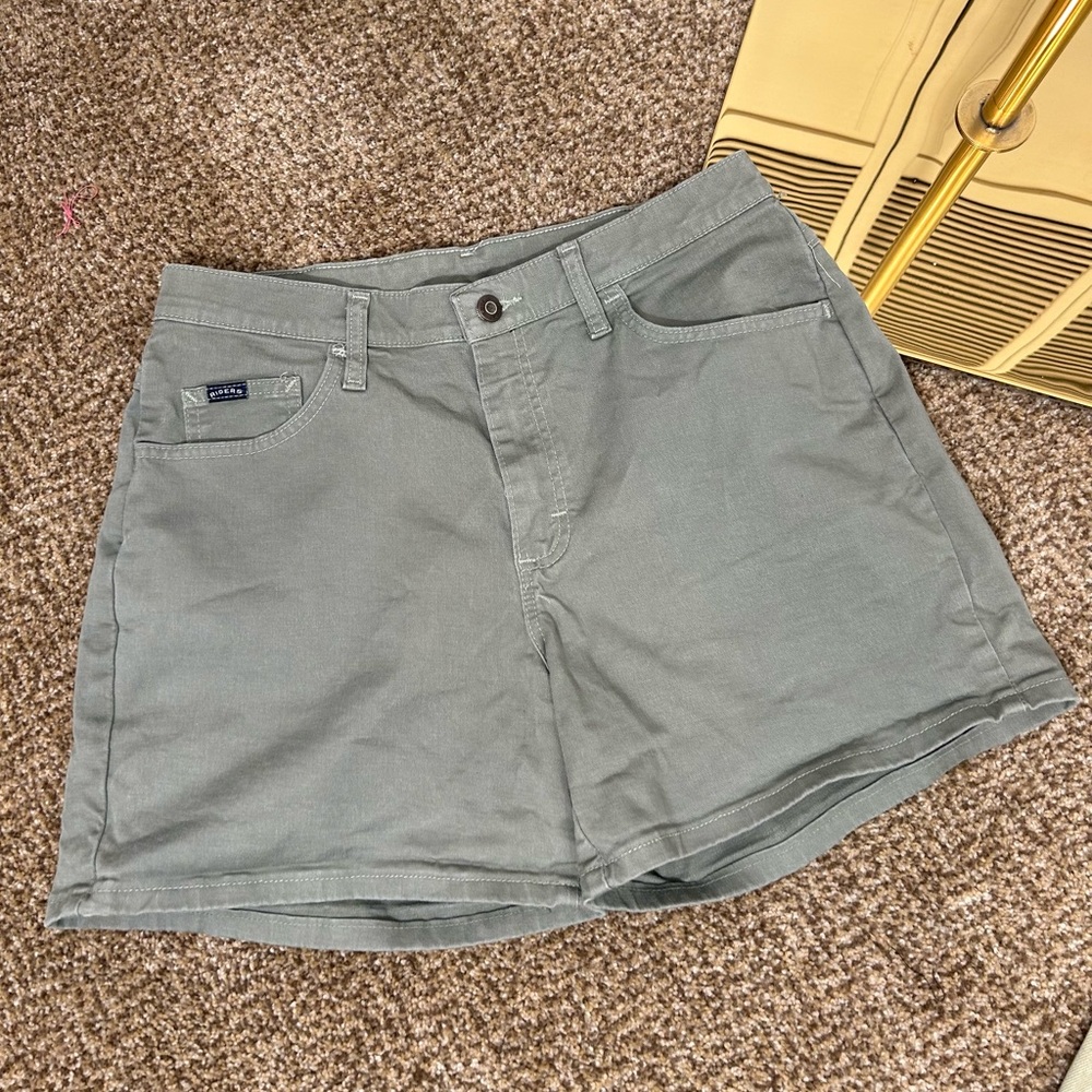 SOLD💗 Vintage Riders by Lee Muted Green Denim Stretchy High-Waist Jean Shorts